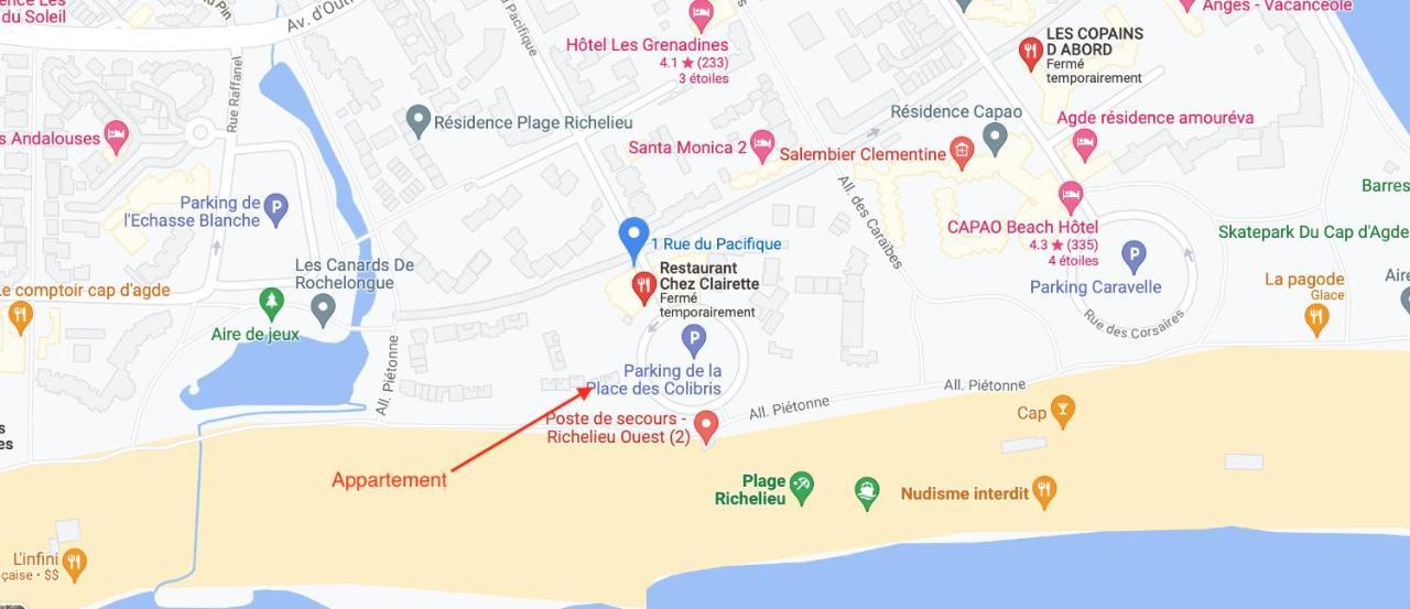 Les Maisons Sur La Plage, T2 Les Pieds Dans L'Eau Agde Exterior foto